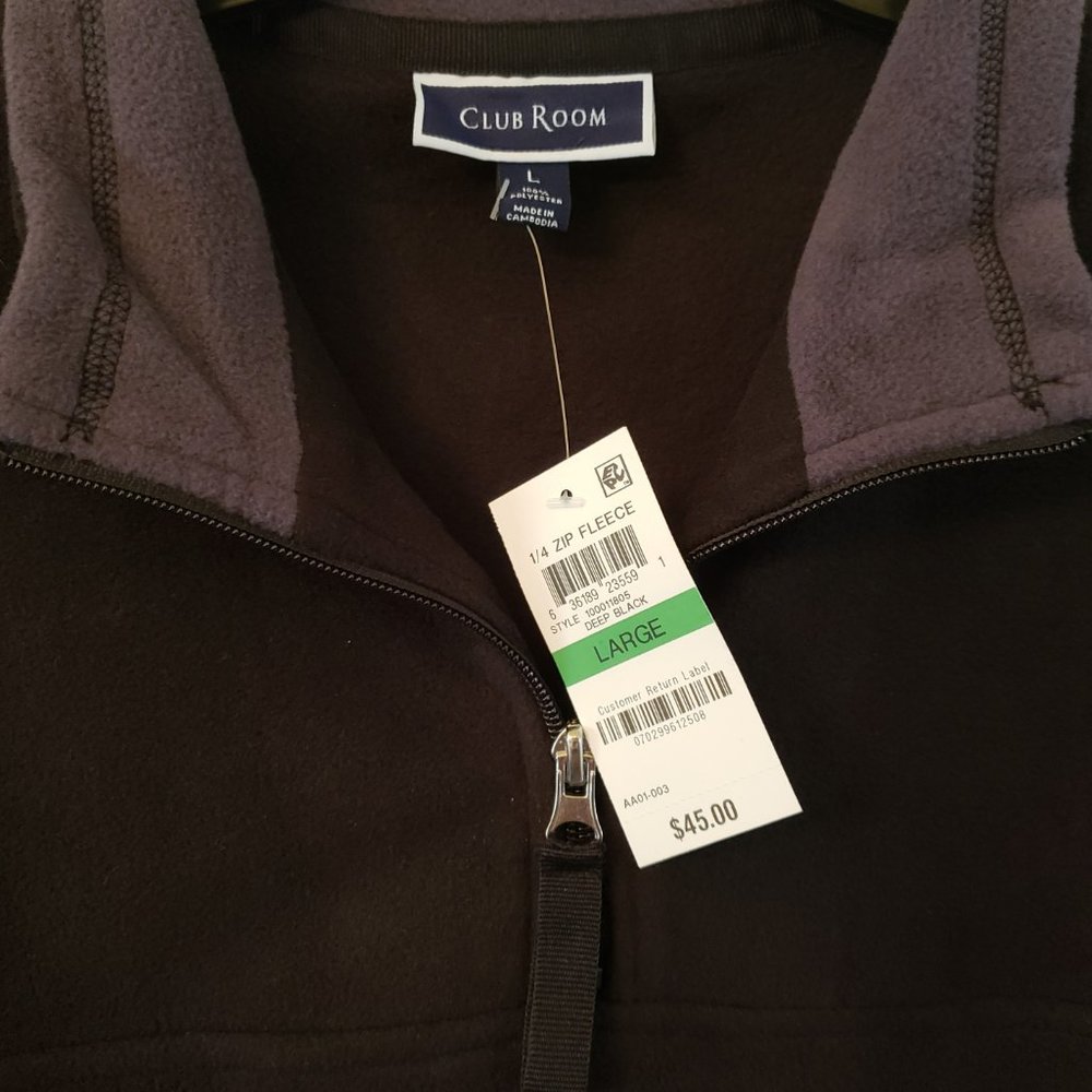 Fleece Pullover Black Sweater Quarter Zip Jacket NWT - Picture 2 of 5